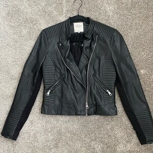 Black moto leather jacket